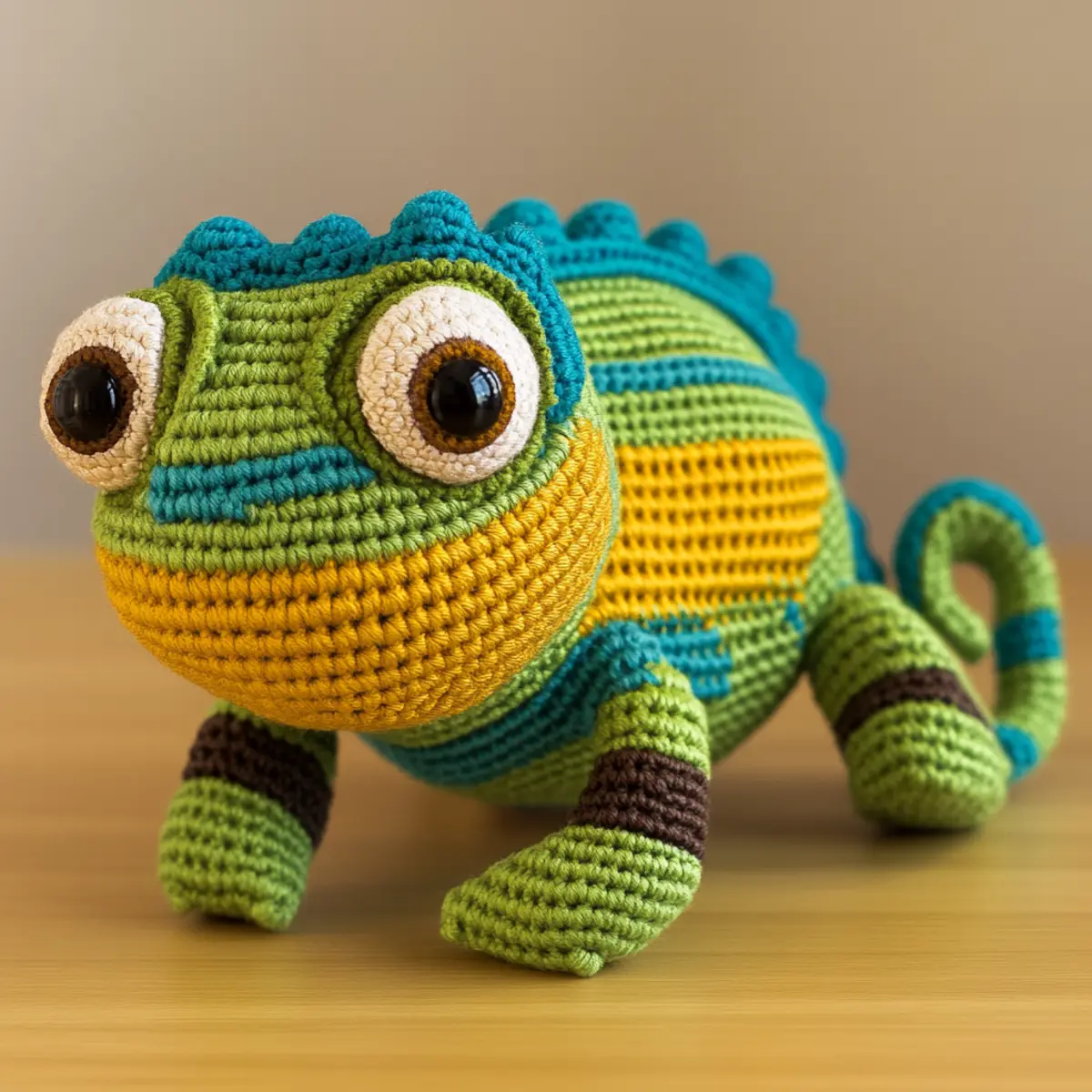 crocheted chameleon