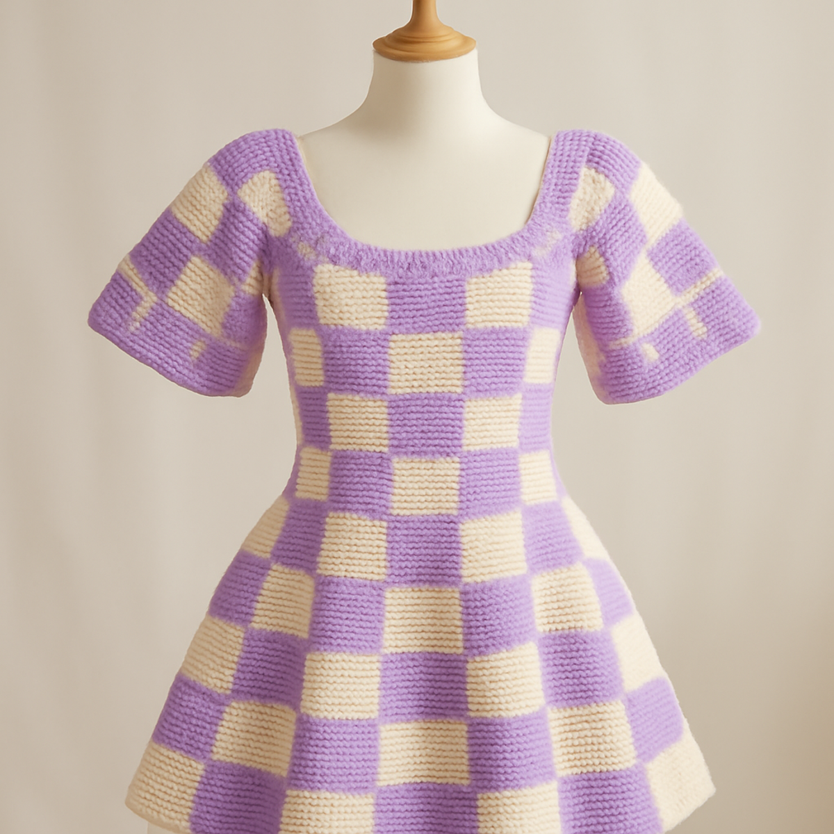 Charming Checkered Crochet Dress: A Playful Vintage Classic