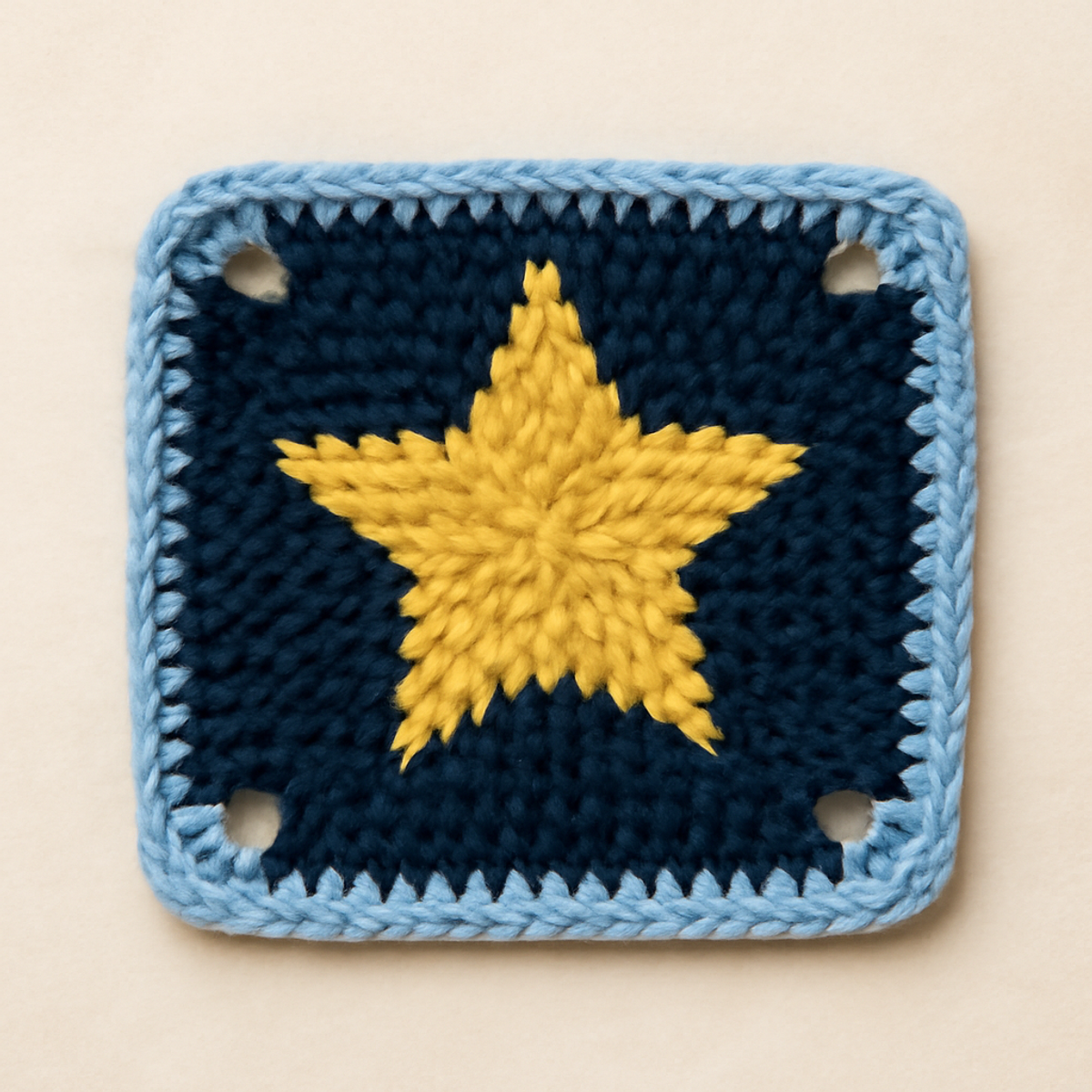Whimsical Crochet Star Square for Cozy Decor