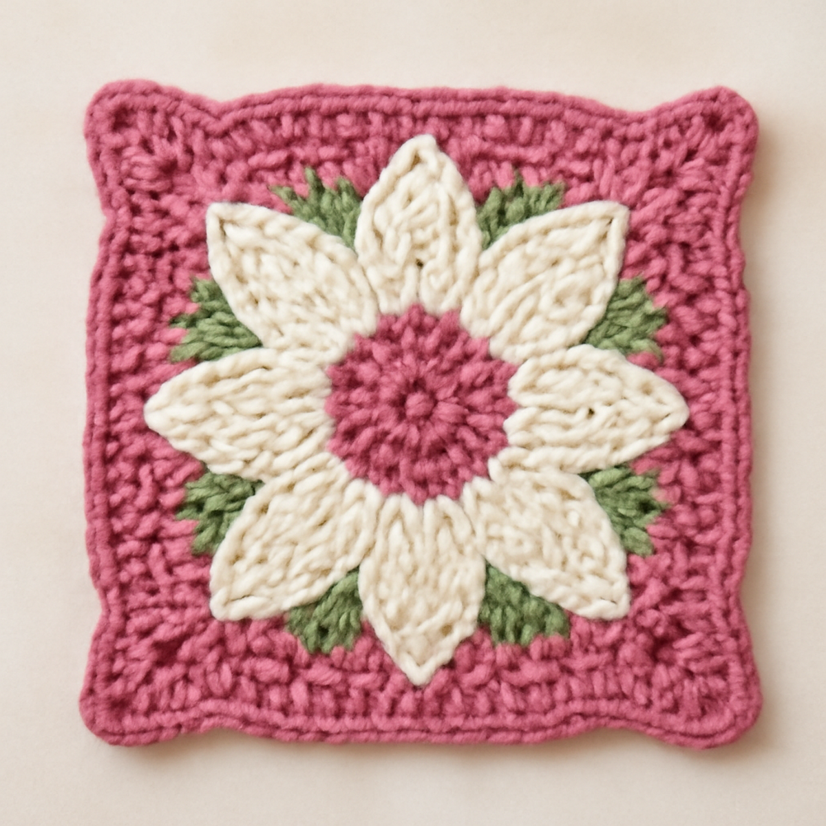 Charming Floral Crochet Square for Elegant Home Decor